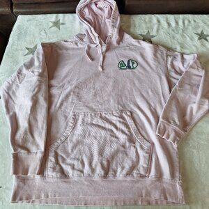 Rabbit‎ Bunny Cartoon Graphic Hoodie Size XL Light Pink & Green Weird Funky